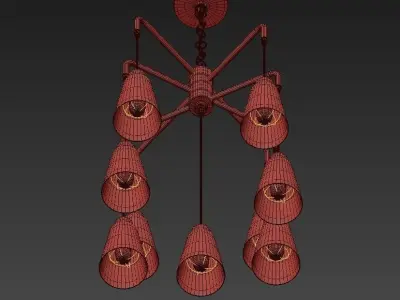 Echo 9 Light Chandelier in Satin Platinum 3D model