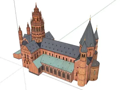 Architecture-Religion-God-Culture-Temple-044 church with spir... 3D model