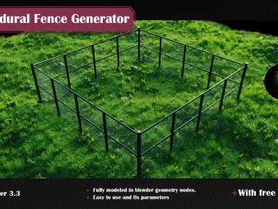 Procedural Wire Chain Link Fence for Blender 3D model