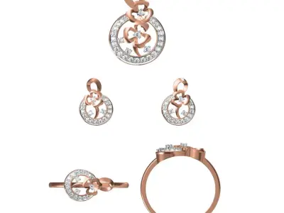 Light wt Ring Earrings Pendant set stl jcd 1-render details  3D print model 8