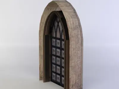 Door gothic Low-poly 3D model