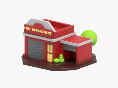 Fire Station 3D Illustration 3D model
