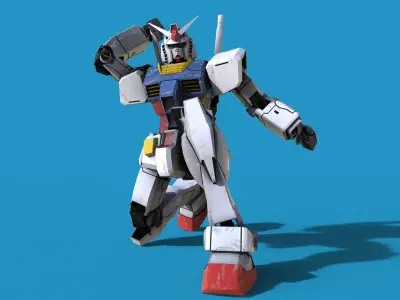Gundam RX-78 Low-poly 3D model