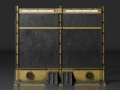 Industrial Security Fence Low-poly 3D model