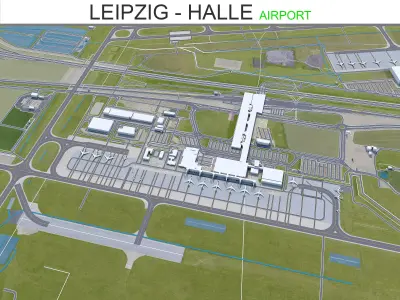 Leipzig  Halle Airport 15km Low-poly 3D model