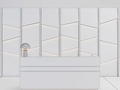 Reception marble desk with gold accents 3D model