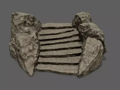 Rock  Stairs Low-poly 3D model