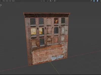 Street wall  building Low-poly 3D model