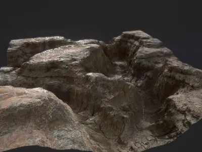 PBR Detailed Canyon Valley Landscape Low-poly 3D model Low-poly 3D model
