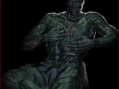 Scars statue of man on rock 3D model