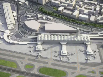 Ronald Reagan Washington Airport Low-poly 3D model