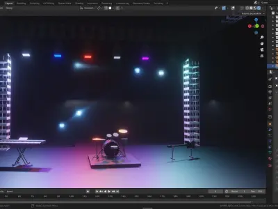 Concert stage with lights 3D model