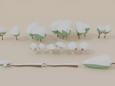 Stylized Low Poly Forest Pack 45 Assets Low-poly 3D model