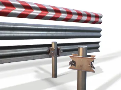 Modular Highway Fencing Low-poly 3D model