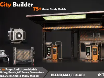 Sci-fi City Builder Low-poly 3D model