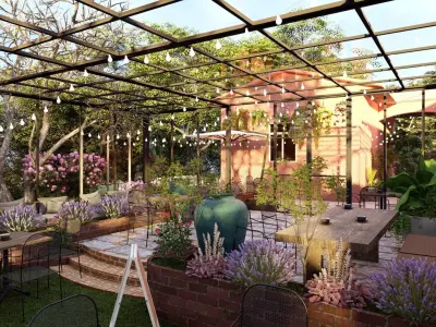  3D Exterior Scene 3D model design garden and landscape 3D model shop