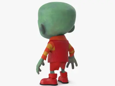  Cartoon Zombie Green in a Red Costume 