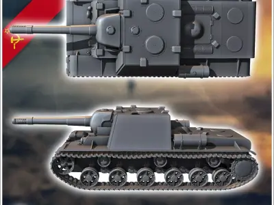 KV-7 U-18 152mm - Soviet army WW2 Second World East front Ostfro 3D print model
