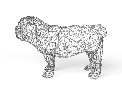 Bulldog Wireframe Low-poly 3D model