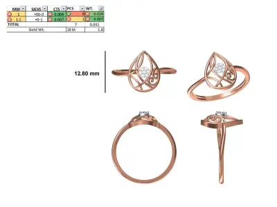 Women Light Weight Ring STL OBJ FBX JCD Details 3D print model order