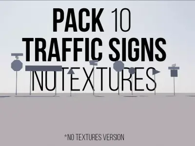 Pack 10 Traffic Signs  No Textures version Free low-poly 3D model