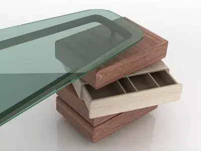 Omaggio modern desk with drawers and glass top 3D model