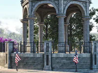 A monument gazebo in park Low-poly 3D model