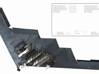 Bomber Jet B 2 Spirit Landing Animated Rigged 