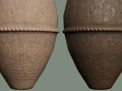 Dusty Old Ancient Ceramic Vase clay Low-poly 3D model