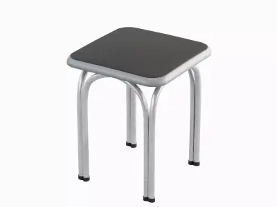 Silver Steel Stool 01 3D model