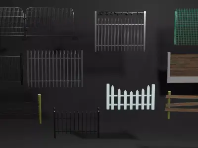 Fence Asset Pack Low-poly 3D model