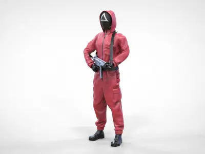 N2 Squid Game Pink Soldier armed 3D print model