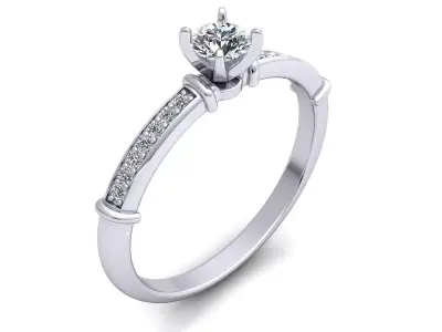 Round diamond wedding set ring 3D print model