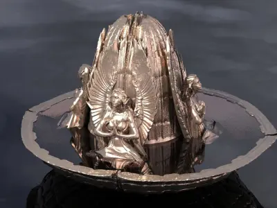 Gold Brushed Poseidon sculpture 3D model