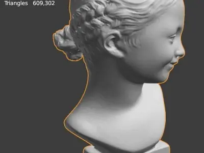 Terracotta bust of a young girl signed by Pigalle 3D model