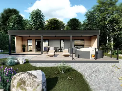 modern mobile home tiny house vacation house  on 44m2  3D plan 3D model