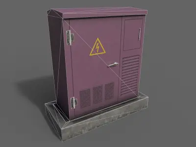 PBR Electric Box Magenta Low-poly 3D model