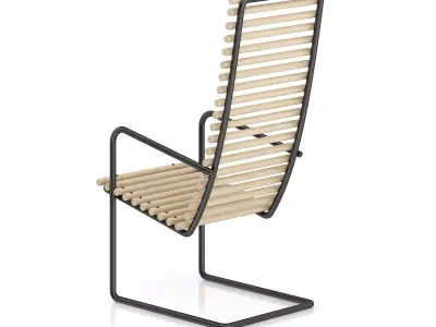 Wooden Chair with Metal Frame 3D model