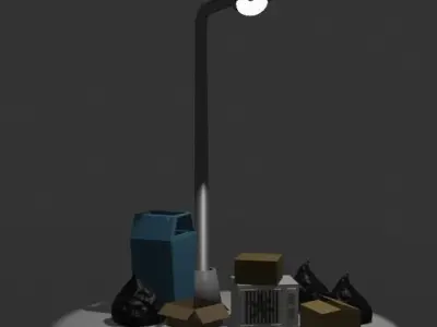 Urban city trash asset pack low poly Low-poly 3D model