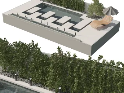 landscaping and pool design 3D model