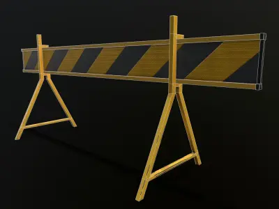Traffic Barricade Game-ready Low-poly 3D model