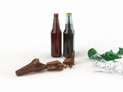 Broken Bottles Low-poly 3D model