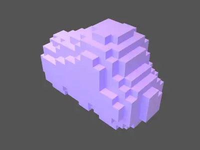Voxel Style Cloud v1 003 Low-poly 3D model