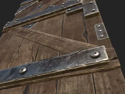 Wooden Door Low-poly 3D model 17