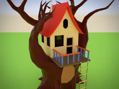 Thee house Free low-poly 3D model