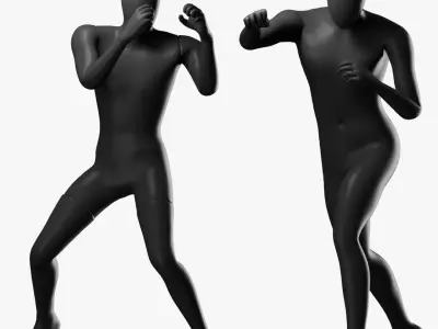  Black Rigged Simple and Sport Men Mannequins 