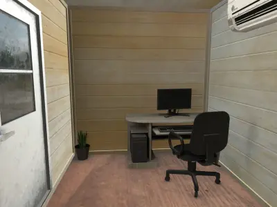 Office Containers With Interior Low-poly 3D model