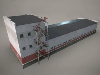 Factory 01 Low-poly 3D model