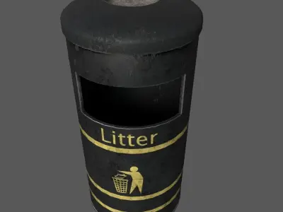 Derby Round Litter Bin Low-poly 3D model