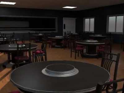 The cafe  Low-poly 3D model